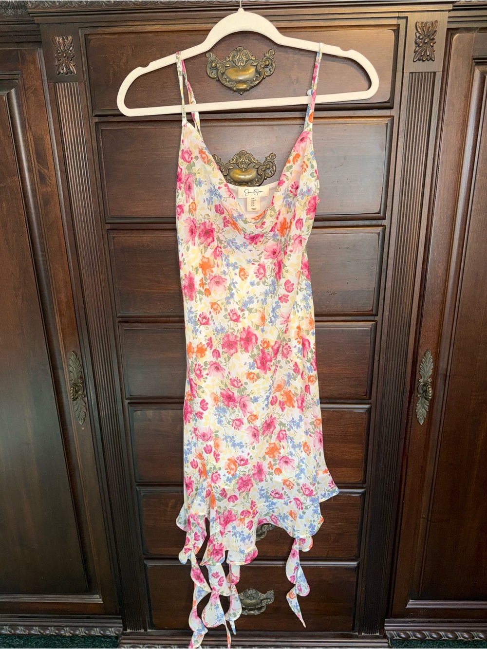Jessica Simpson Pink & Cream Floral Slip Dress for Girls